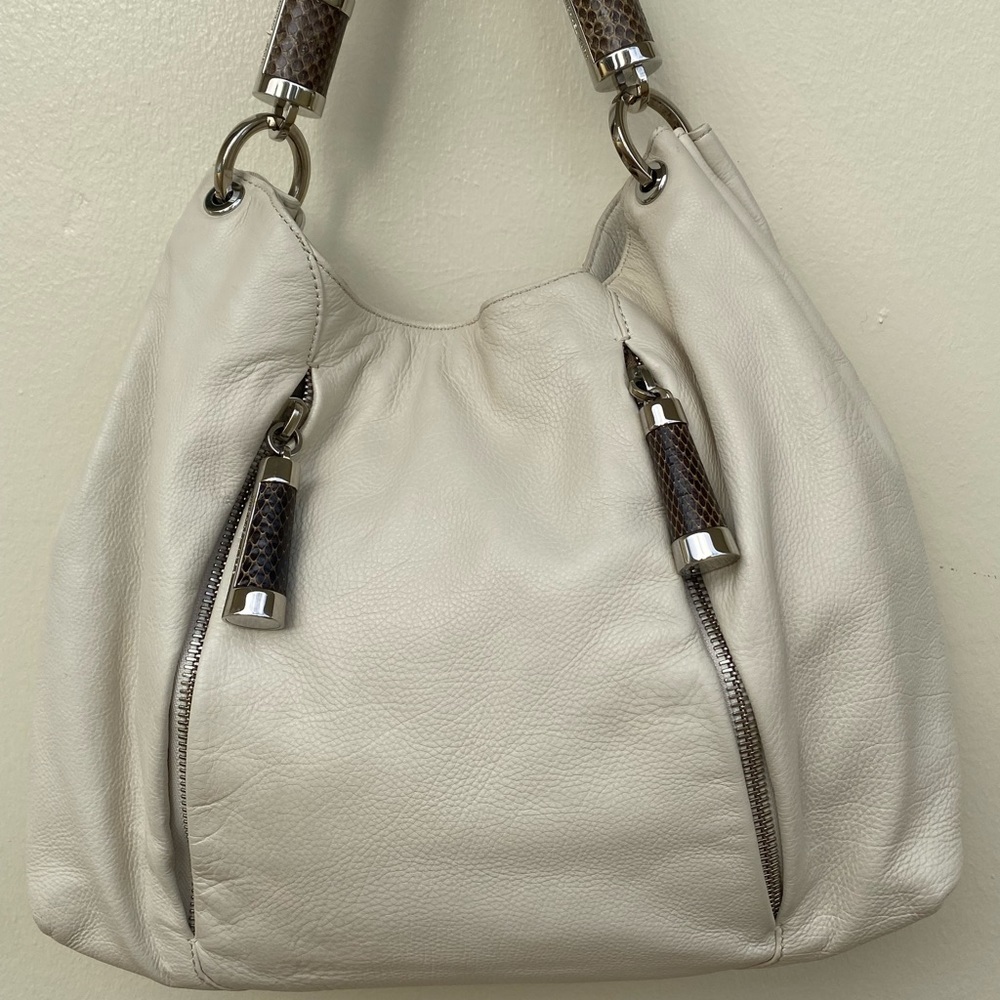 Michael Kors Collection Tonne Hobo bag with python accents and magnetic closure